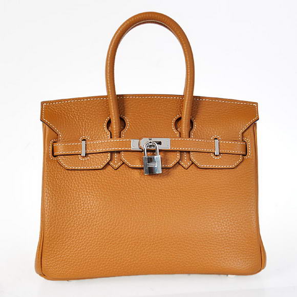 Super A Replica Hermes Birkin 25CM Tote Bags Togo Leather Camel Silver 60799 - Click Image to Close